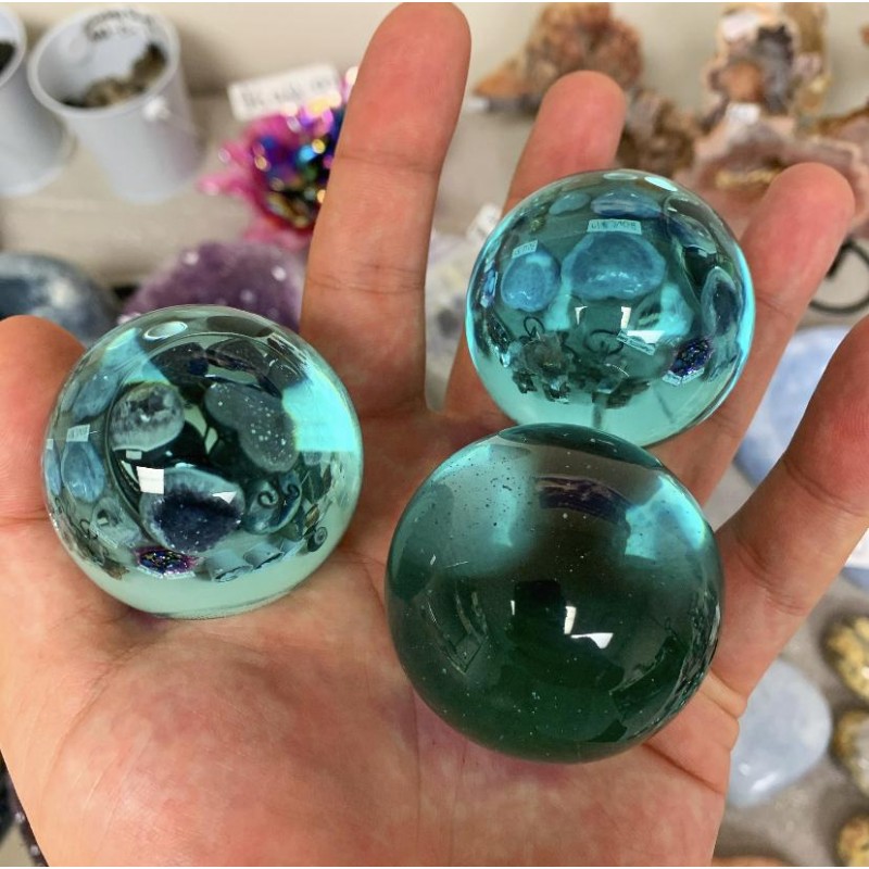 Healing Crystals - Aqua Obsidian Spheres